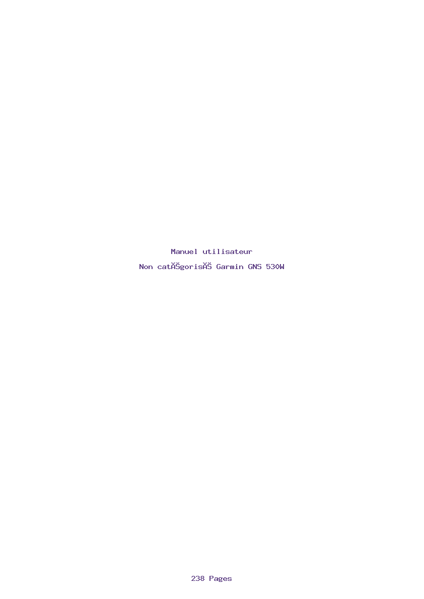 Page 1 de la notice Manuel utilisateur Garmin GNS 530W