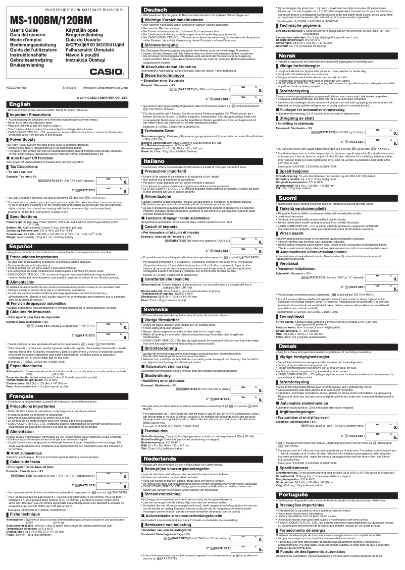 Página 1 del manual Manual de usuario Casio MS-100BM