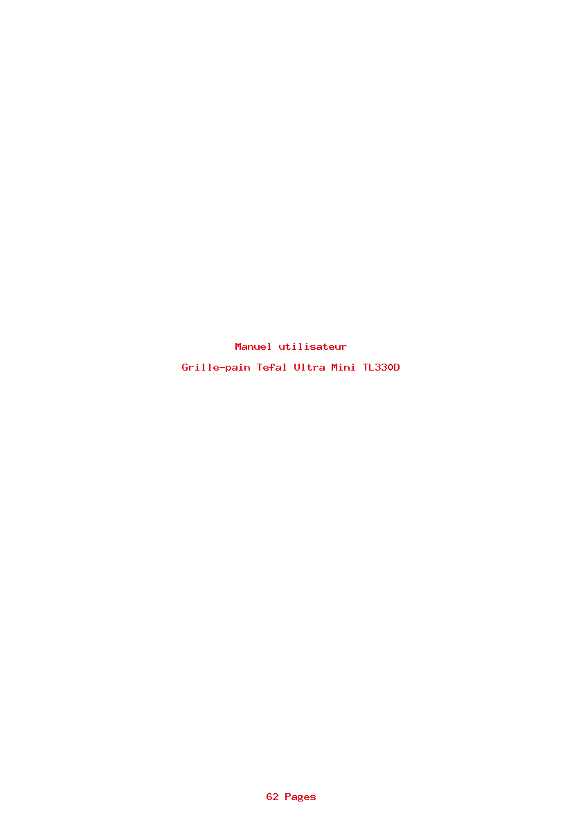 Page 1 de la notice Manuel utilisateur Tefal Ultra Mini TL330D