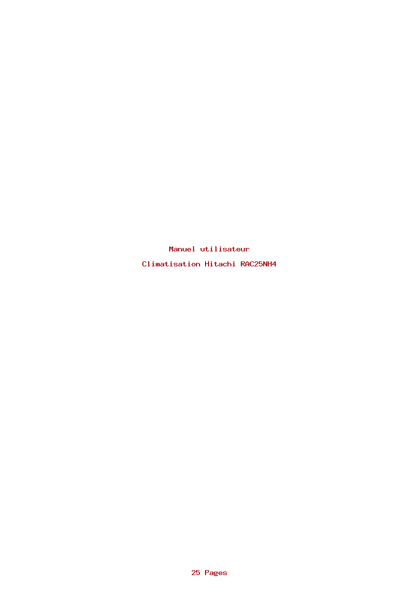 Page 1 de la notice Manuel utilisateur Hitachi RAC25NH4