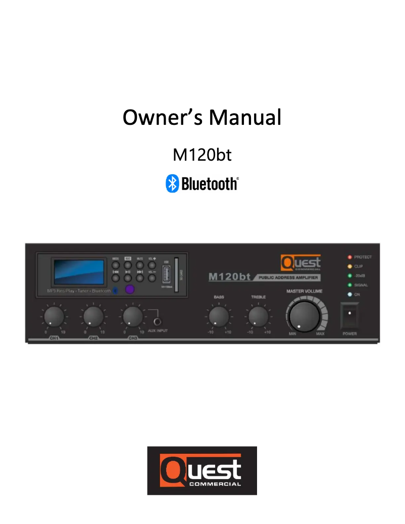 Page 1 de la notice Manuel utilisateur Quest Commercial M120bt