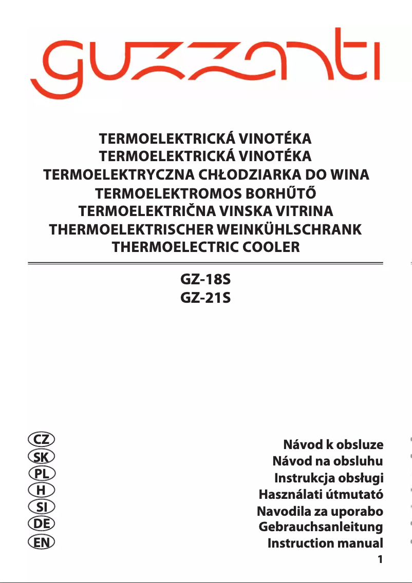 Página 1 del manual Manual de usuario Guzzanti GZ-18S