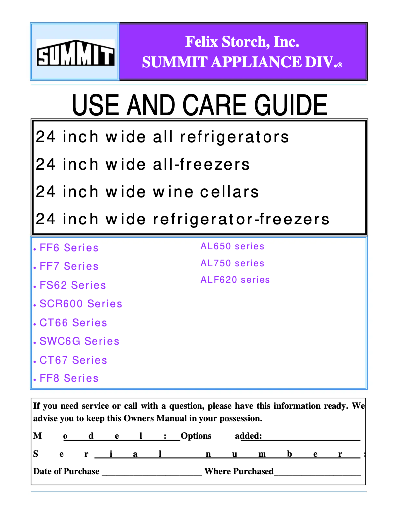 Page 1 de la notice Manuel utilisateur Summit SCR600LSH