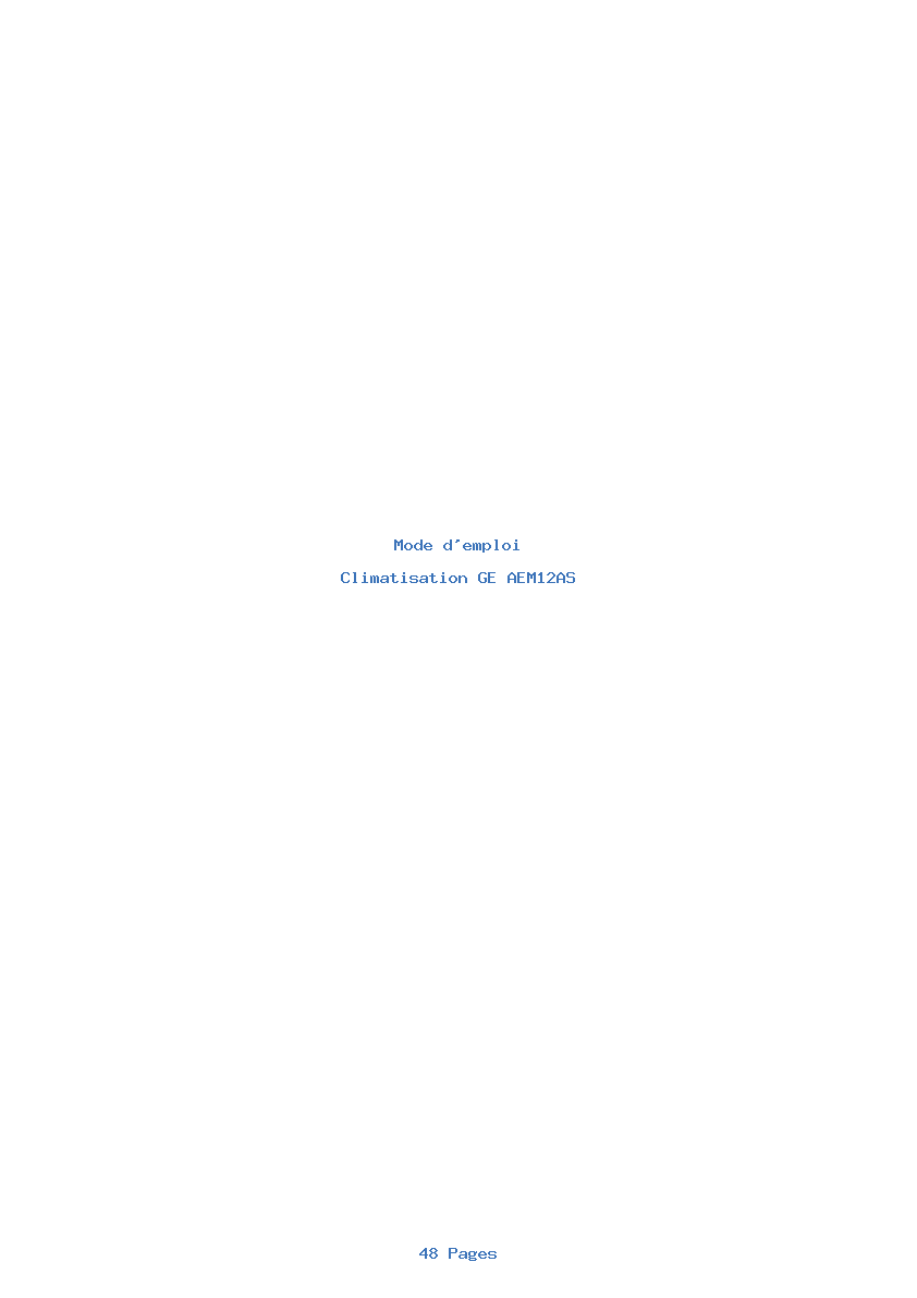 Page 1 de la notice Mode d'emploi GE AEM12AS