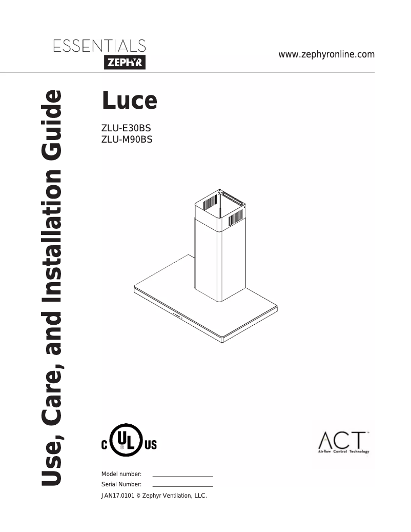 Página 1 del manual Manual de uso y mantenimiento Zephyr ZLUM90BS