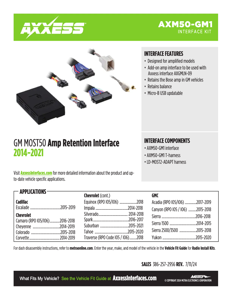 Page 1 de la notice Fiche technique AXESS AXM50-GM1