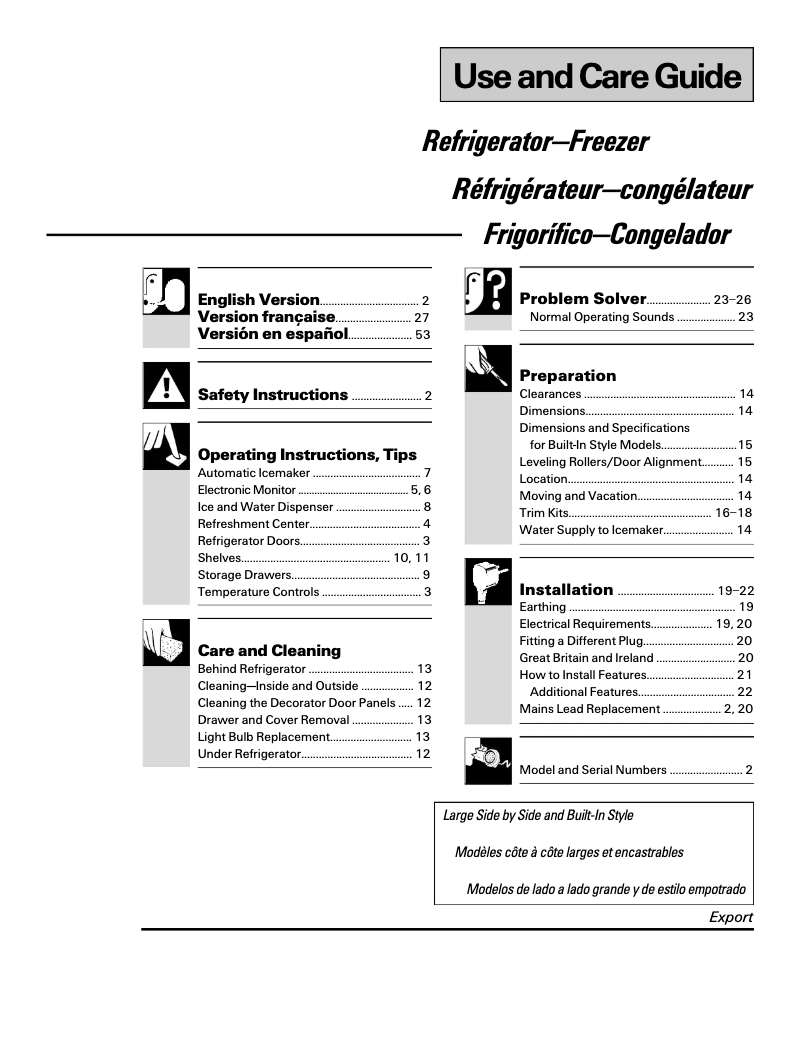 Page 1 de la notice Manuel utilisateur GE Profile TFG30PFDWW
