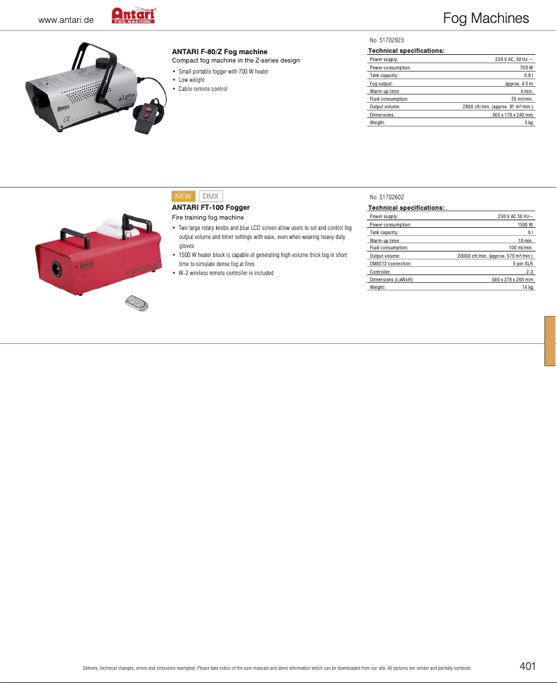 Page 1 de la notice Catalogue Antari FT-100