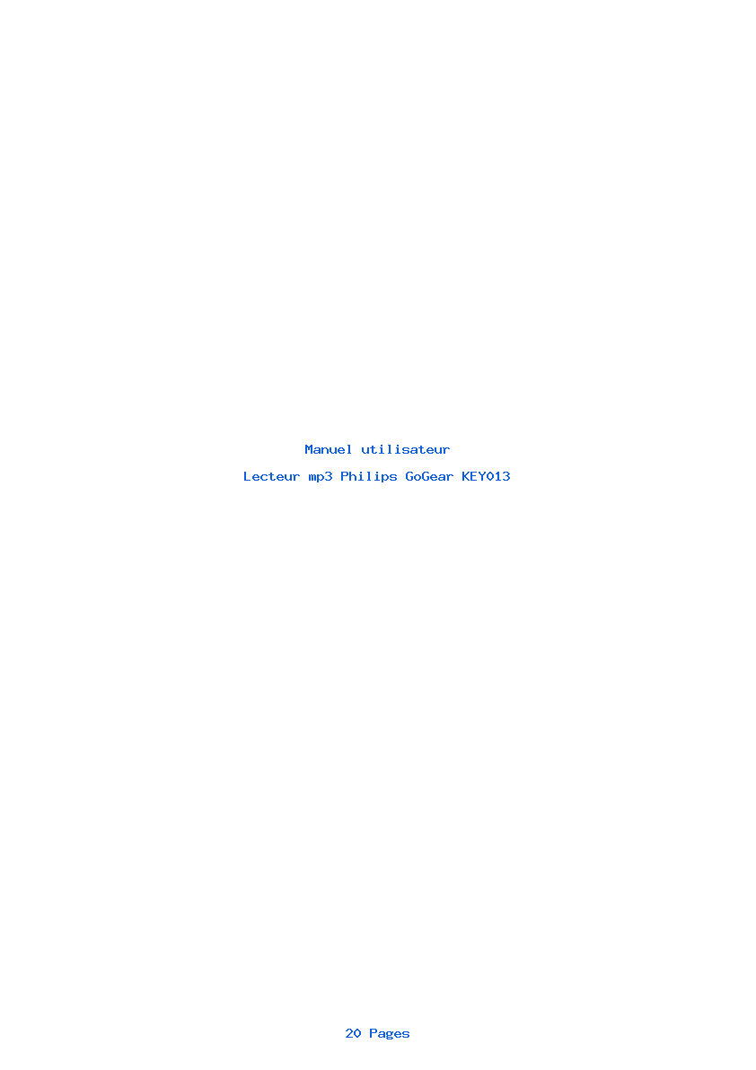 Page 1 de la notice Manuel utilisateur Philips GoGear KEY013