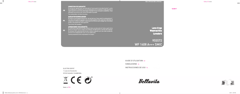 Página 1 del manual Manual de usuario Bellavita WF 1408 A+++ SMIC