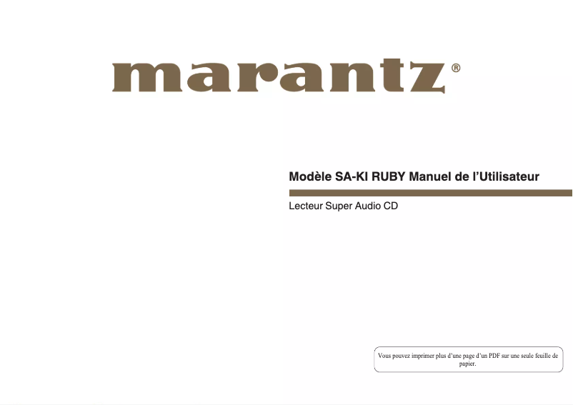 Page 1 de la notice Manuel utilisateur Marantz SA-KI RUBY