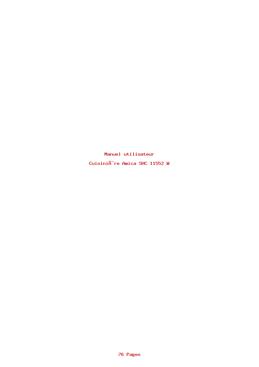 Page 1 de la notice Manuel utilisateur Amica SHC 11552 W