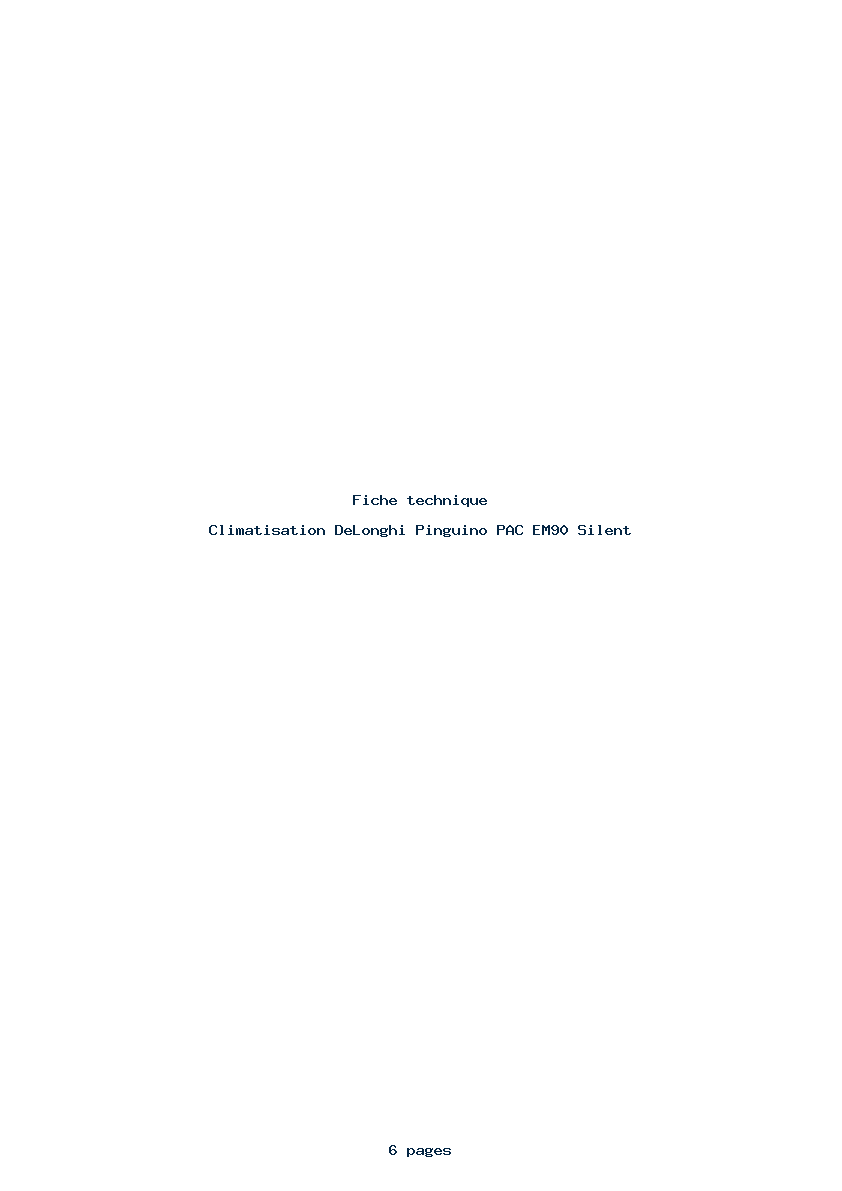 Page 1 de la notice Fiche technique DeLonghi Pinguino PAC EM90 Silent