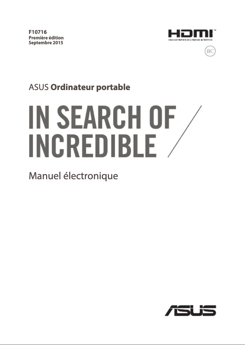 Page 1 de la notice Manuel utilisateur Asus ROG G752VS