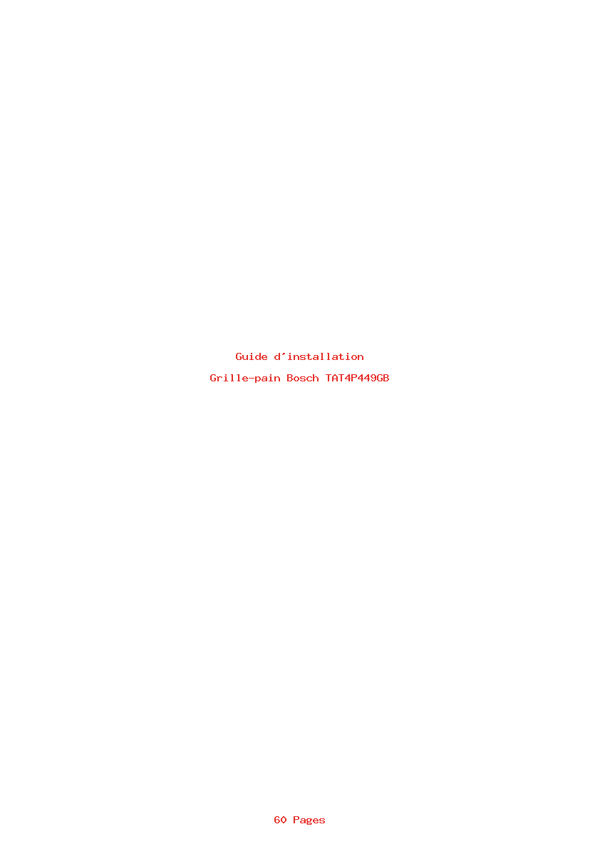 Page 1 de la notice Guide d'installation Bosch TAT4P449GB