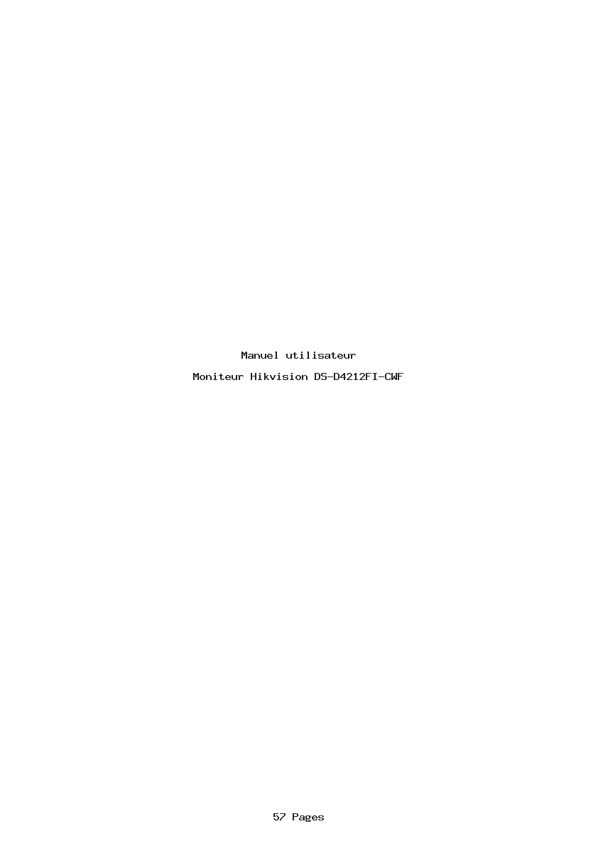 Page 1 de la notice Manuel utilisateur Hikvision DS-D4212FI-CWF