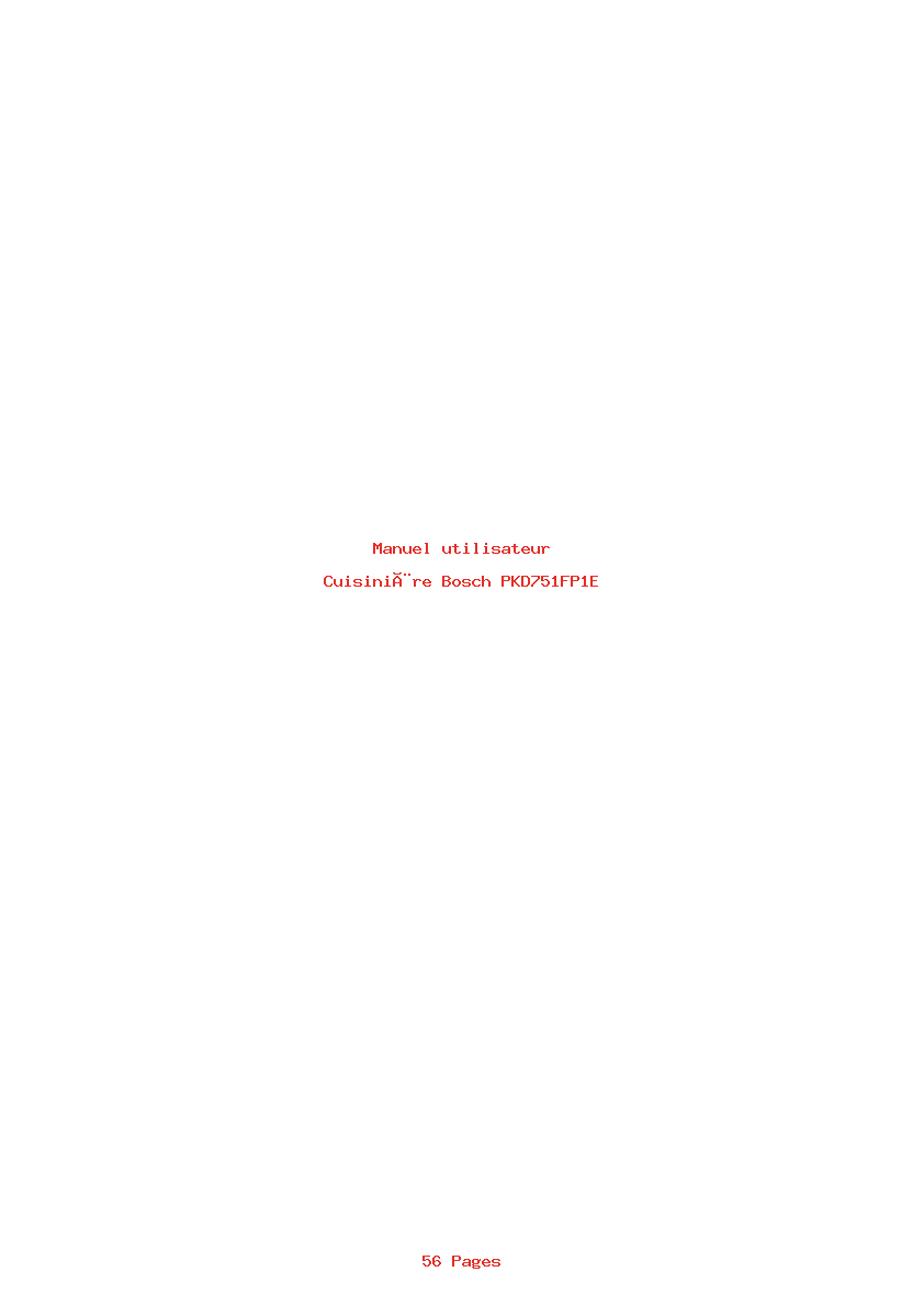 Page 1 de la notice Manuel utilisateur Bosch PKD751FP1E