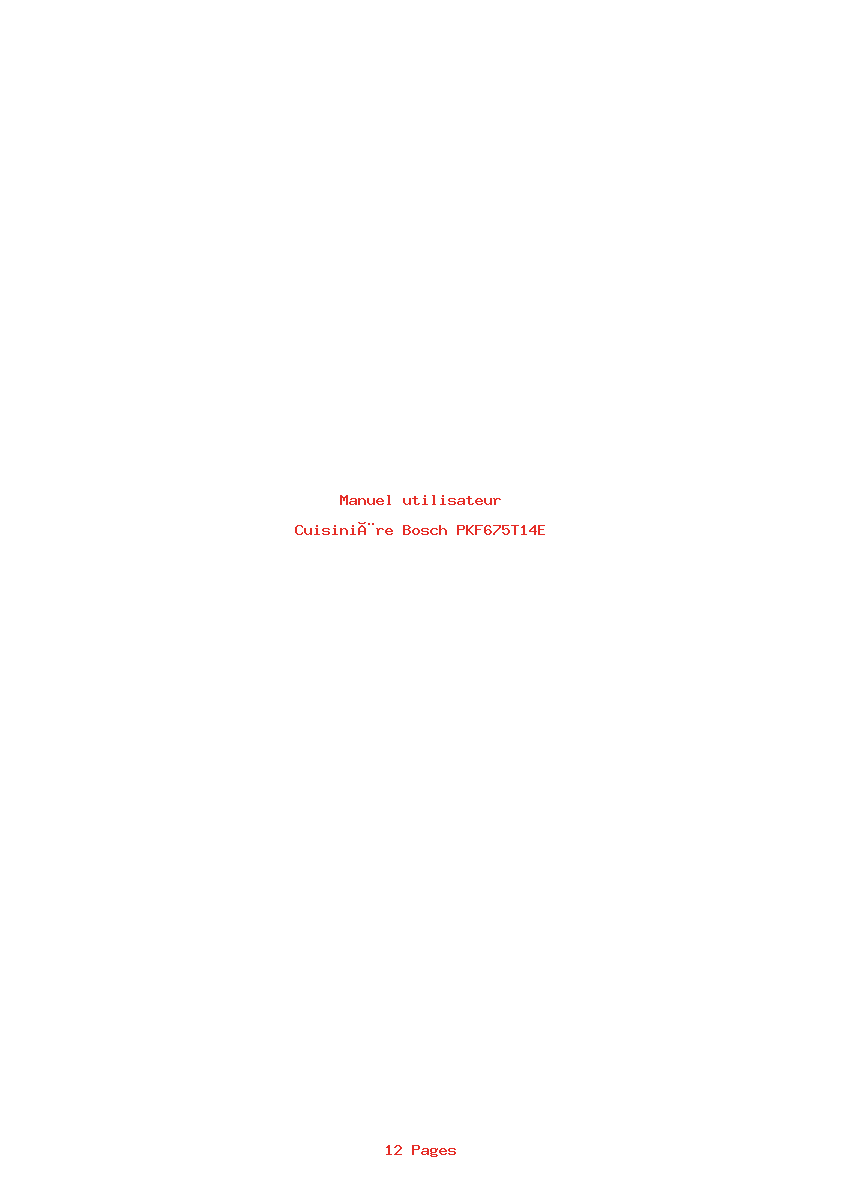 Page 1 de la notice Manuel utilisateur Bosch PKF675T14E