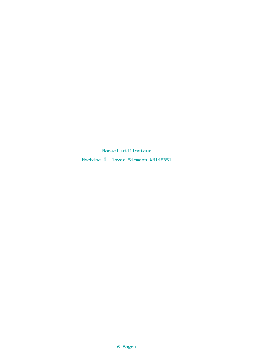 Page 1 de la notice Manuel utilisateur Siemens WM14E3S1