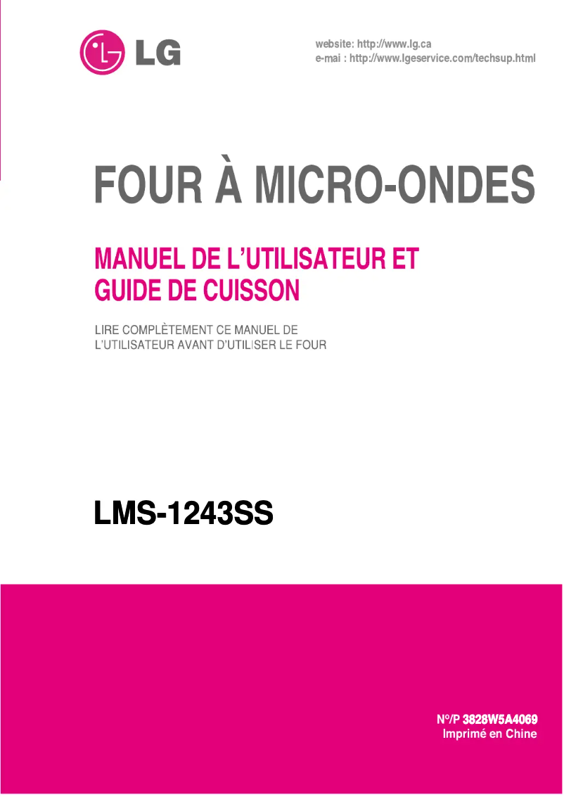 Page 1 de la notice Manuel utilisateur LG LMS1243SS