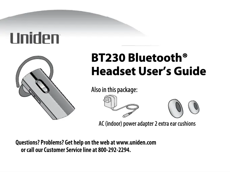 Page 1 de la notice Manuel utilisateur Uniden BT230