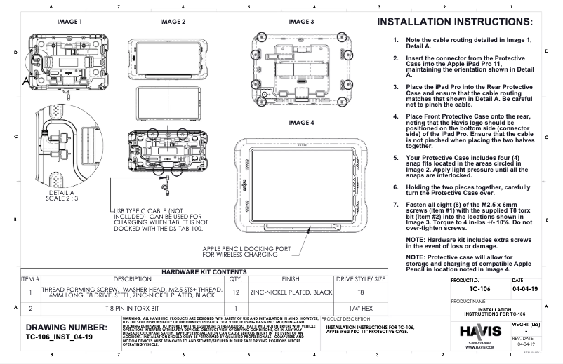 Page 1 de la notice Manuel utilisateur Havis TC-106