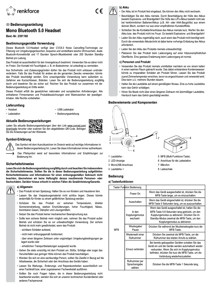 Page 1 de la notice Manuel utilisateur Renkforce RF-PHS-500
