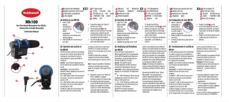 Page 1 de la notice Manuel utilisateur Hähnel MK100