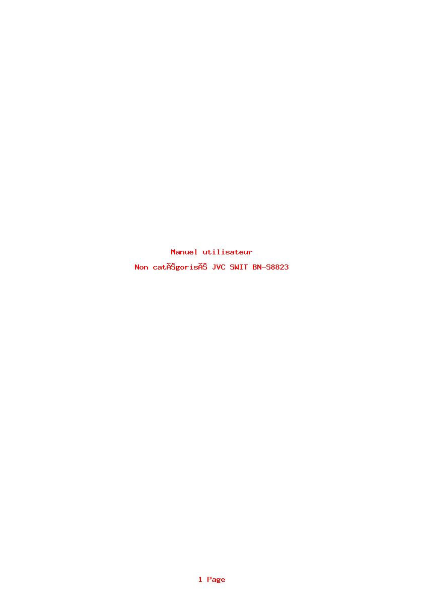 Page 1 de la notice Manuel utilisateur JVC SWIT BN-S8823