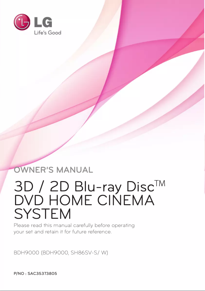 Page 1 de la notice Manuel utilisateur LG BDH9000