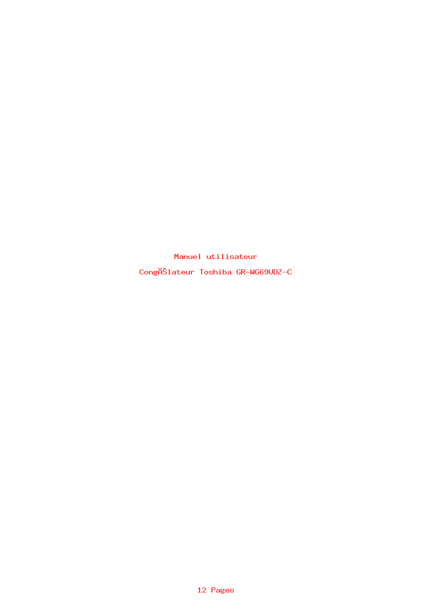 Page 1 de la notice Manuel utilisateur Toshiba GR-WG69UDZ-C