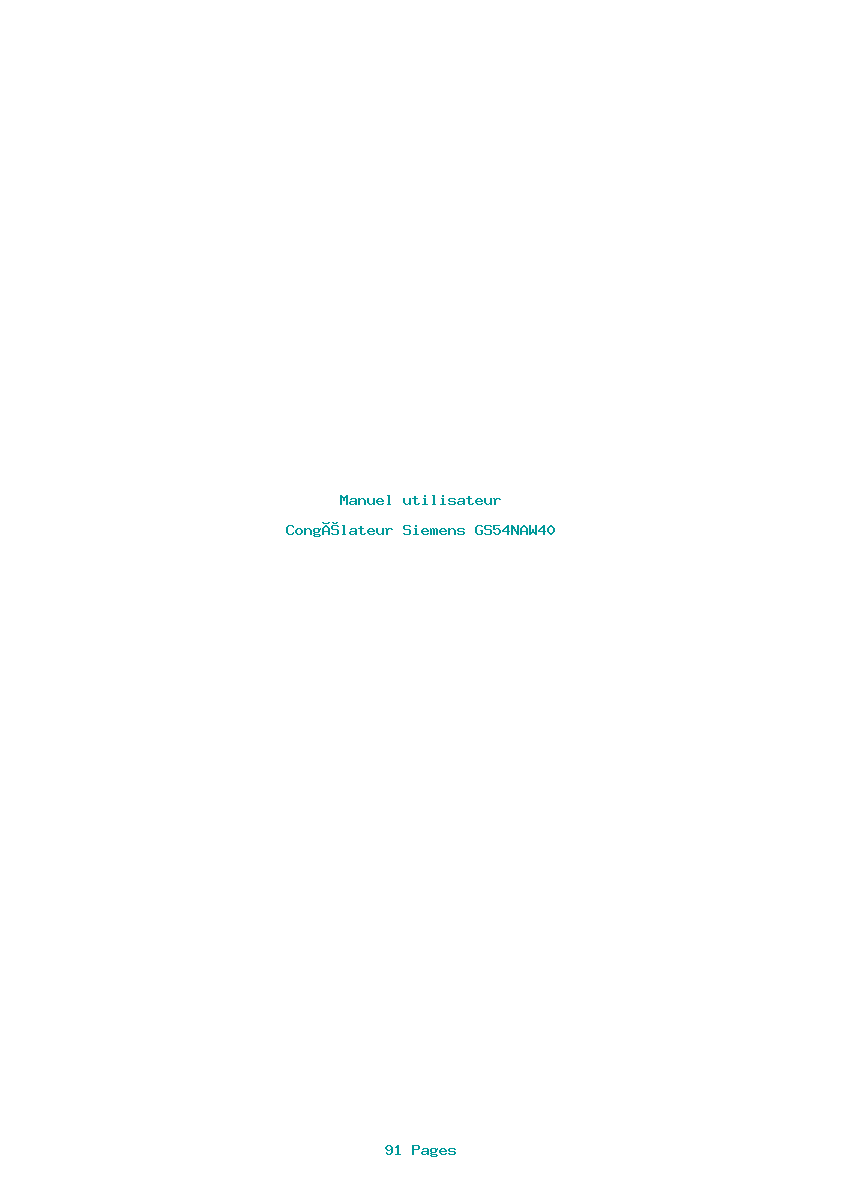 Page 1 de la notice Manuel utilisateur Siemens GS54NAW40