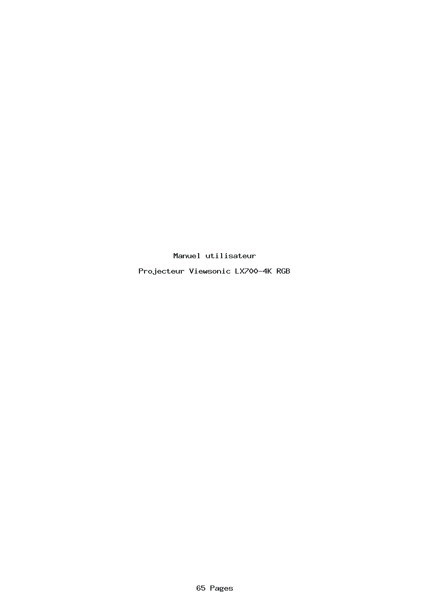 Page 1 de la notice Manuel utilisateur Viewsonic LX700-4K RGB