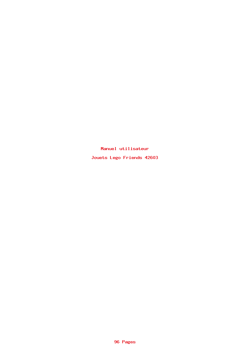 Page 1 de la notice Manuel utilisateur Lego Friends 42603
