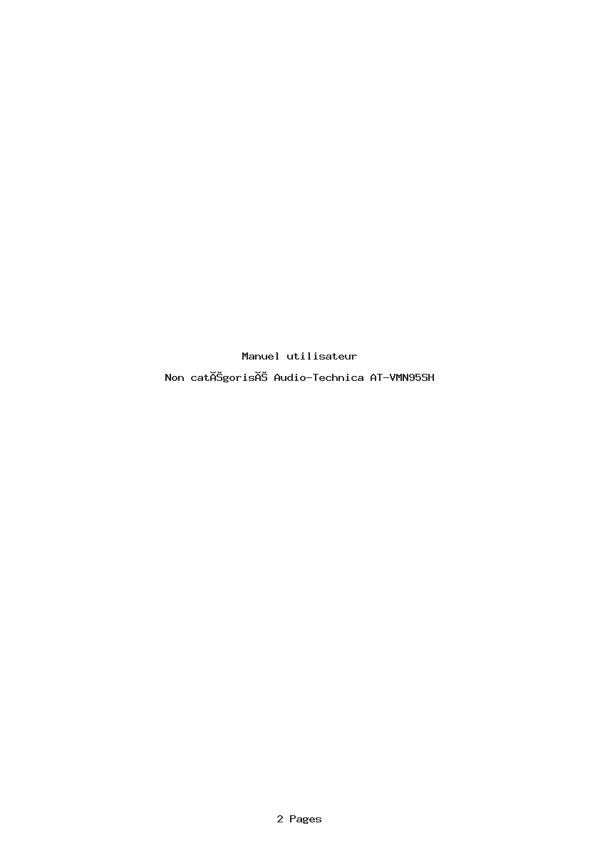 Page 1 de la notice Manuel utilisateur Audio-Technica AT-VMN95SH
