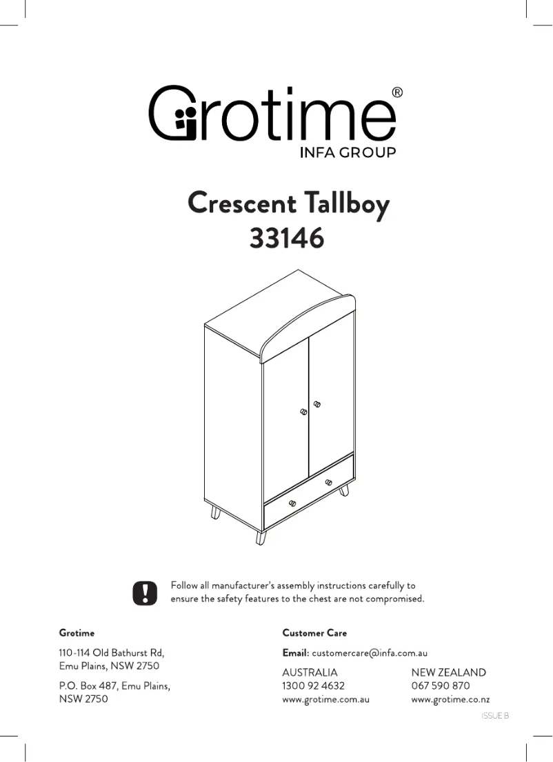 Page 1 de la notice Manuel utilisateur Grotime Crescent Tallboy