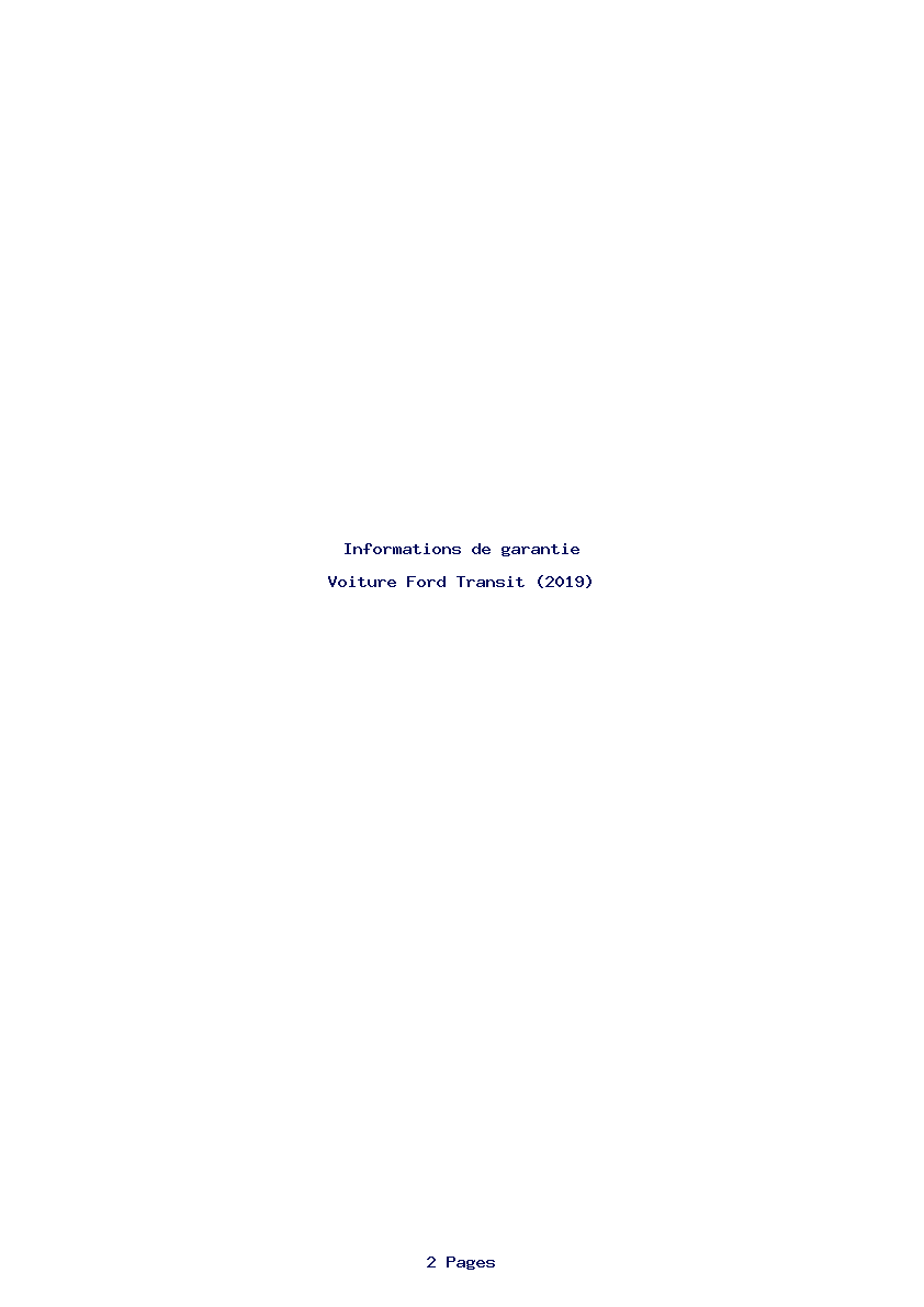 Page 1 de la notice Informations de garantie Ford Transit (2019)