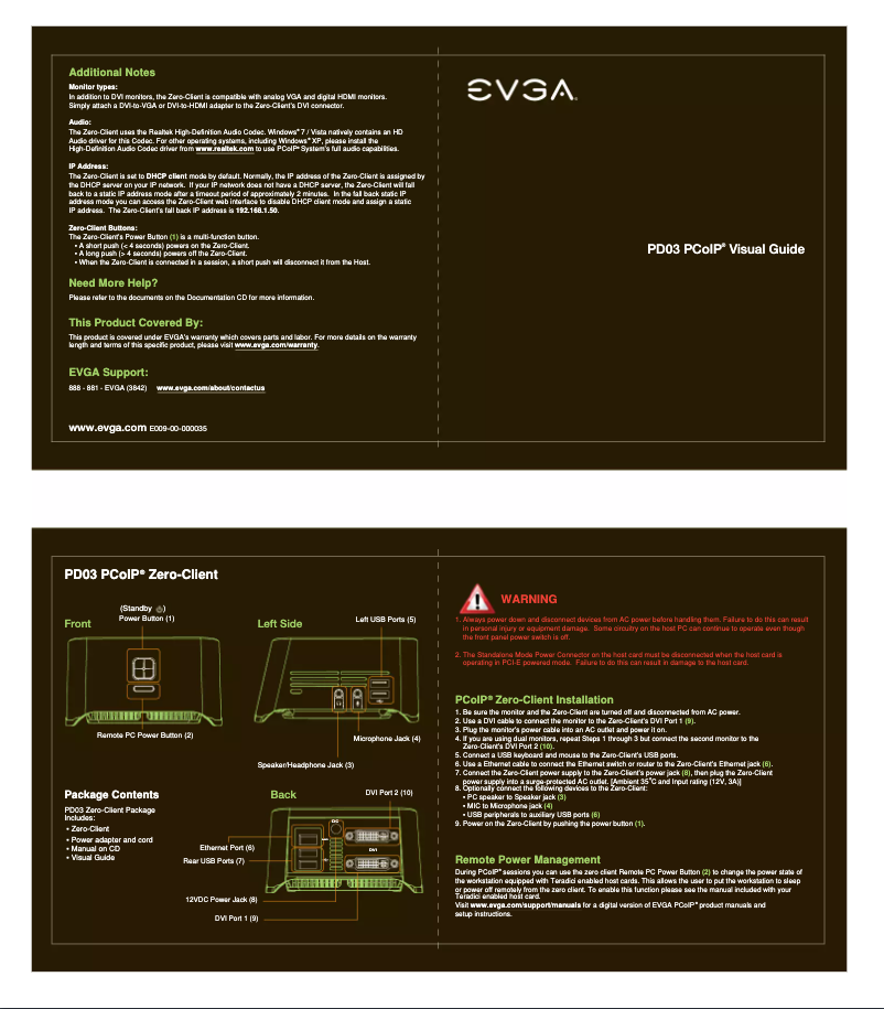 Page 1 of the manual User Manual EVGA PD03