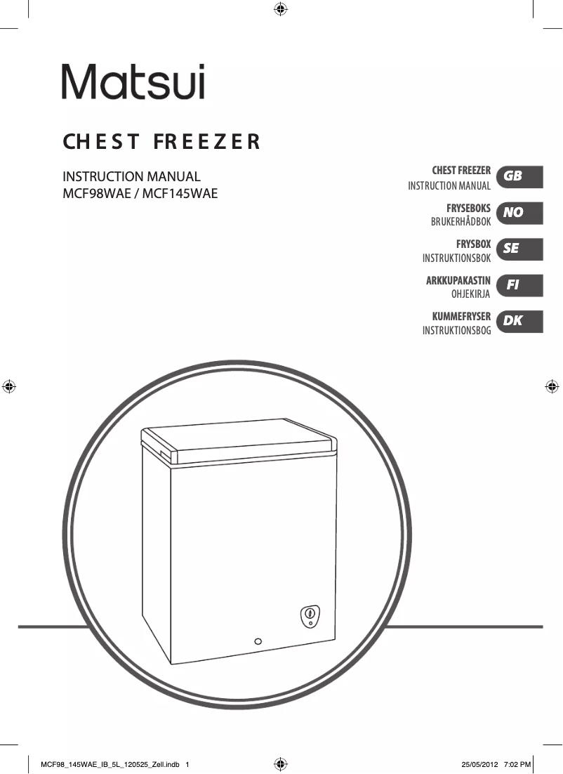 Page 1 de la notice Manuel utilisateur Matsui MCF145WAE