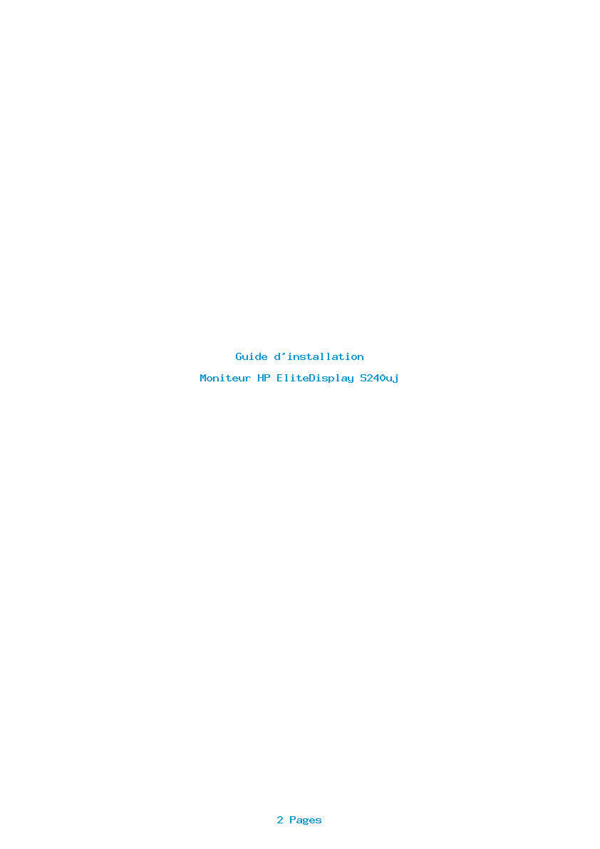 Page 1 de la notice Guide d'installation HP EliteDisplay S240uj