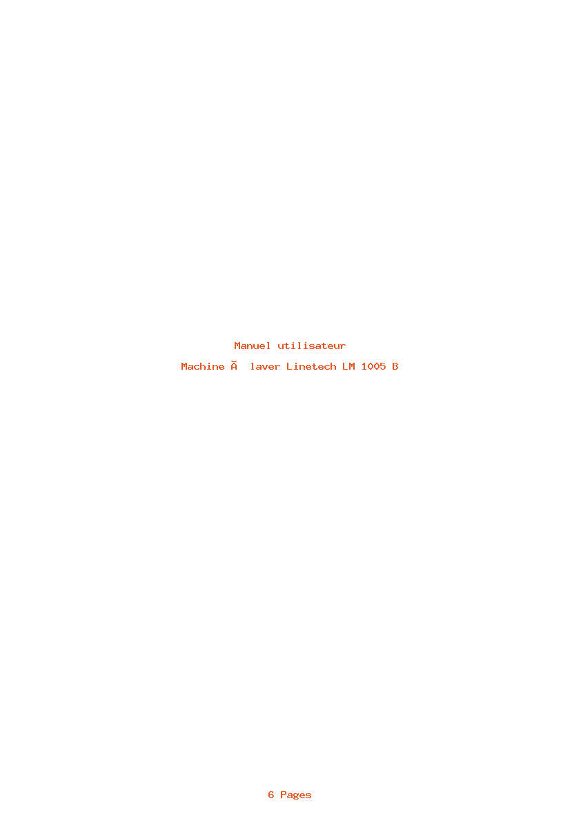 Page 1 de la notice Manuel utilisateur Linetech LM 1005 B