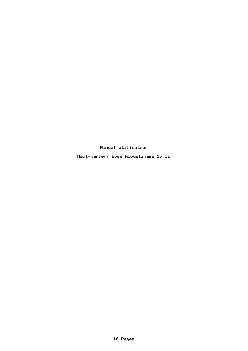 Page 1 de la notice Manuel utilisateur Bose Acoustimass 15 ii