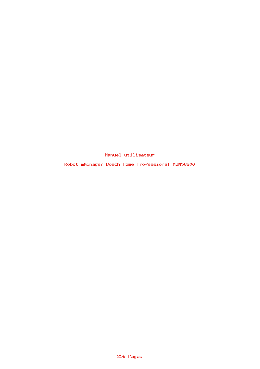 Page 1 de la notice Manuel utilisateur Bosch Home Professional MUM58B00