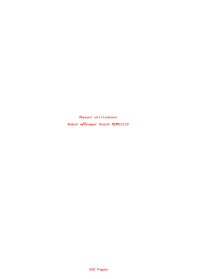 Page 1 de la notice Manuel utilisateur Bosch MUM52120