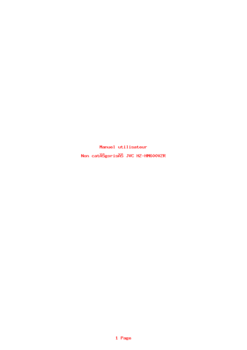 Page 1 de la notice Manuel utilisateur JVC HZ-HM600VZR