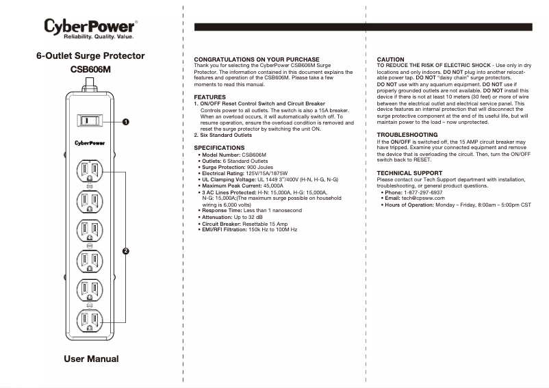 Página 1 del manual Manual de usuario CyberPower CSB606M