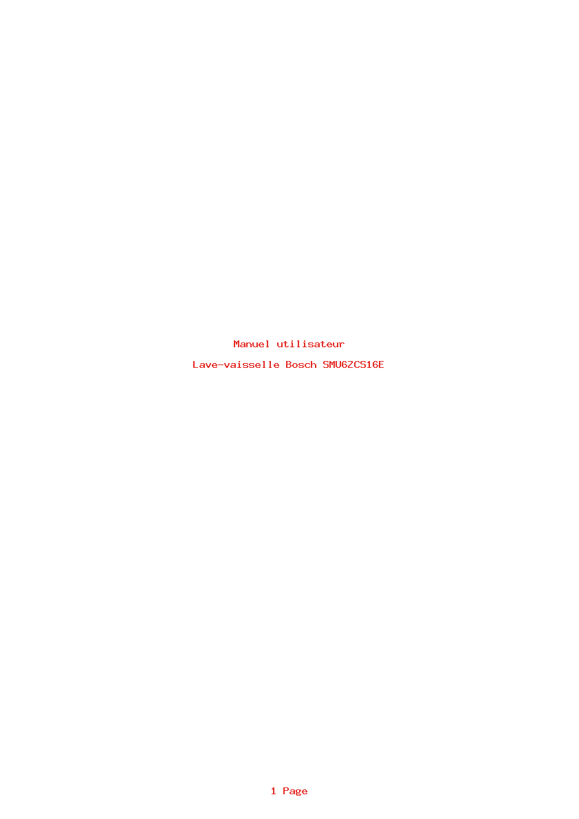 Page 1 de la notice Manuel utilisateur Bosch SMU6ZCS16E