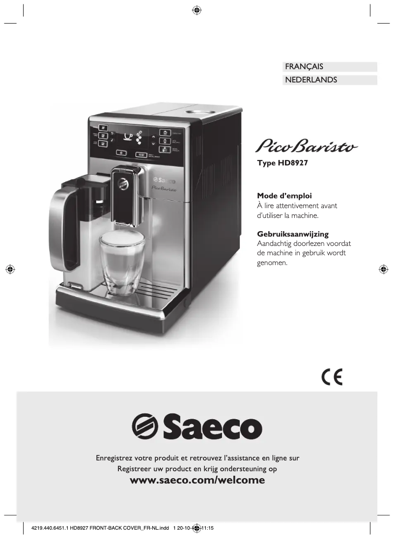 Página 1 del manual Manual de usuario Philips Saeco PicoBarista HD8927