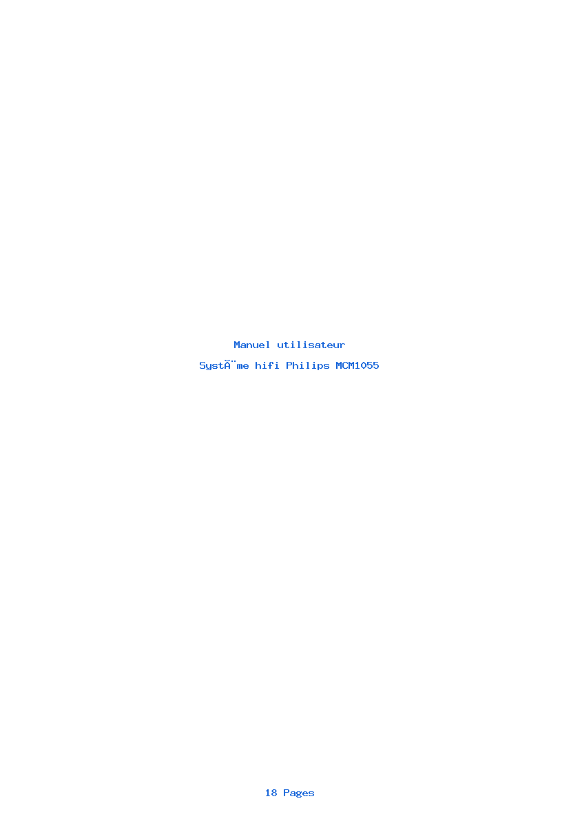 Page 1 de la notice Manuel utilisateur Philips MCM1055