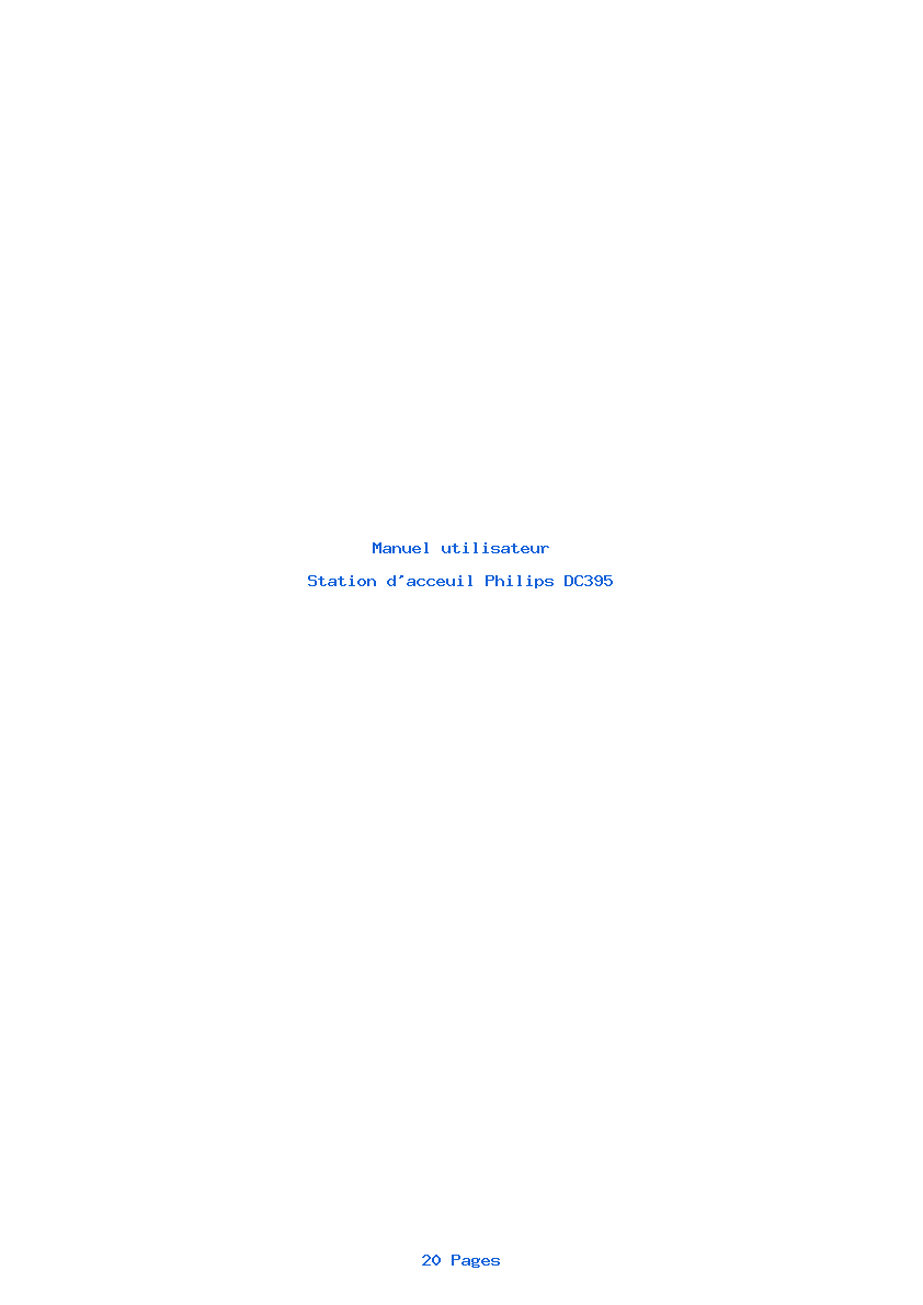 Page 1 de la notice Manuel utilisateur Philips DC395